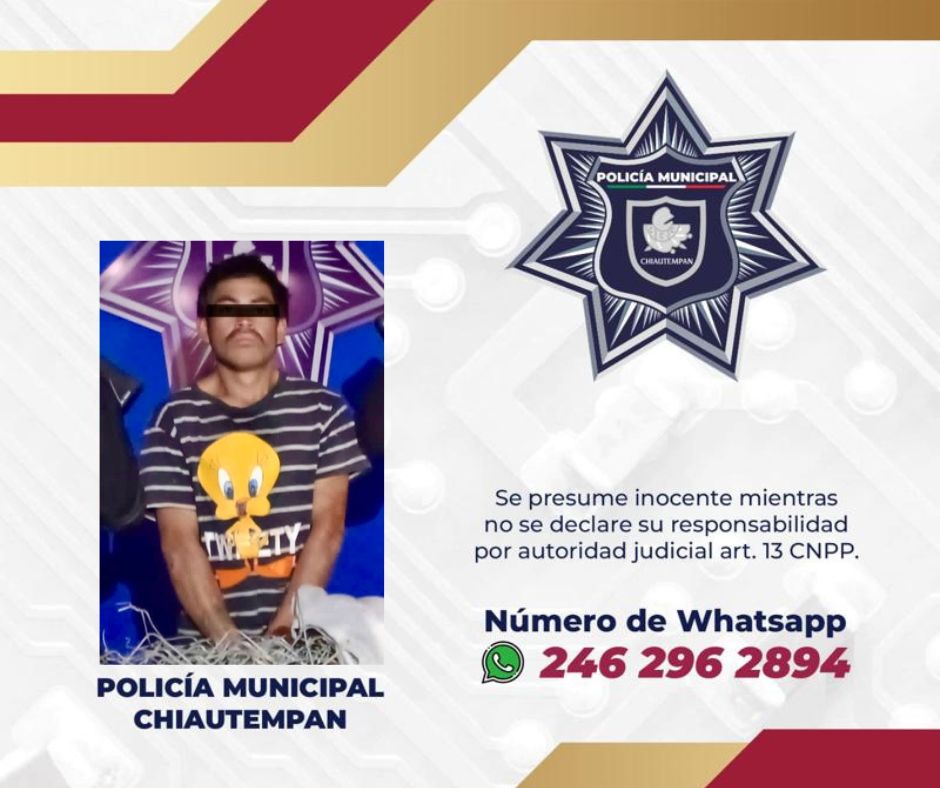 Detiene Policía de Chiautempan a masculino por robo de malla ciclónica